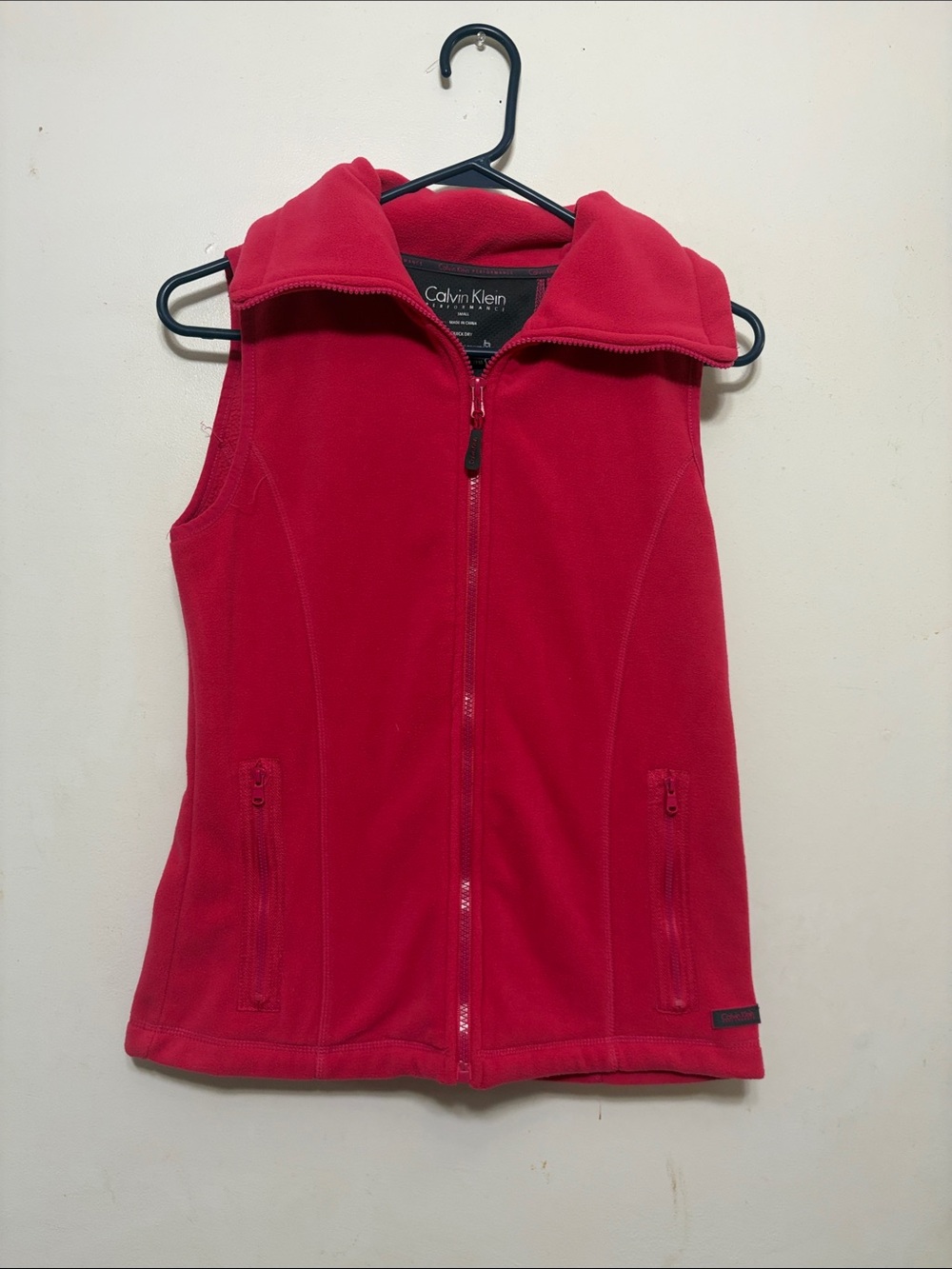 Calvin Klein Hot Pink Sleeveless Fleece Zip Vest